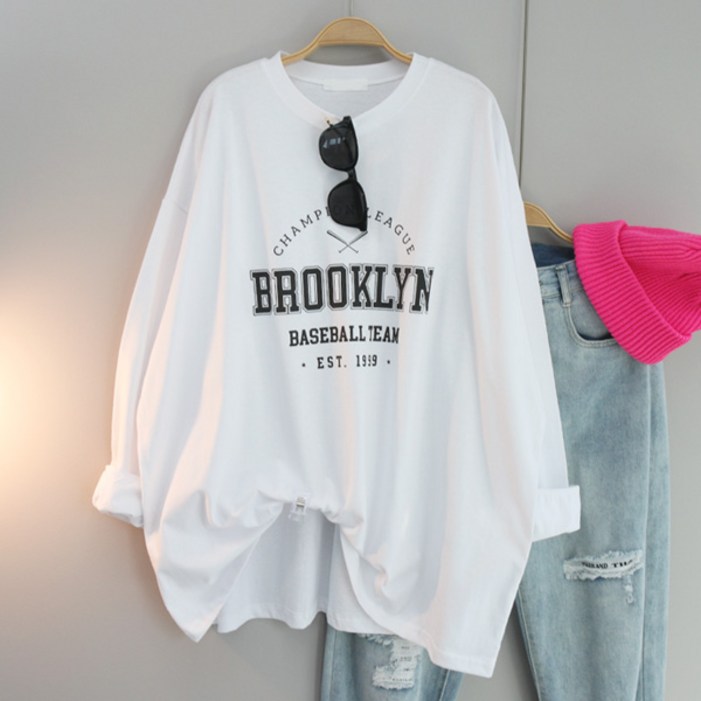 달콩 남여공용 빅사이즈 봄신상 루즈핏 배트레터링박스긴팔티