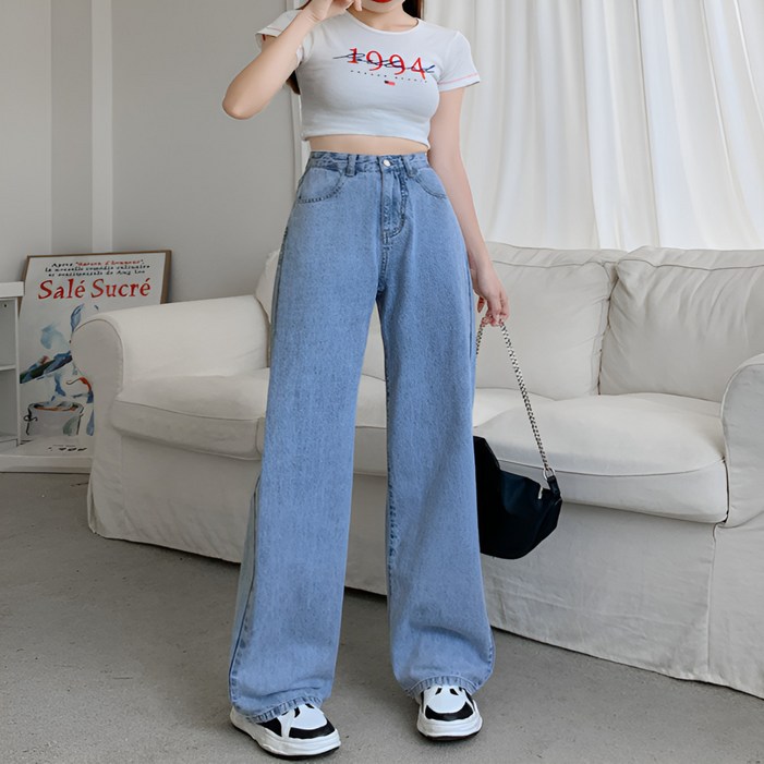 제이지나 여성 일자 와이드 청바지 데님 팬츠