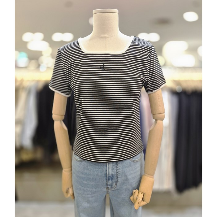 플라스틱아일랜드 스퀘어넥 스트라이프 티셔츠 PR2CH962