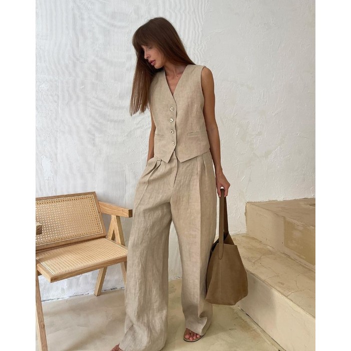 수사니 세미여름정장 여름정장 여름슬랙스 베이지 여름정장세트 캐주얼정장 와이드팬츠 린넨여름정장 린넨