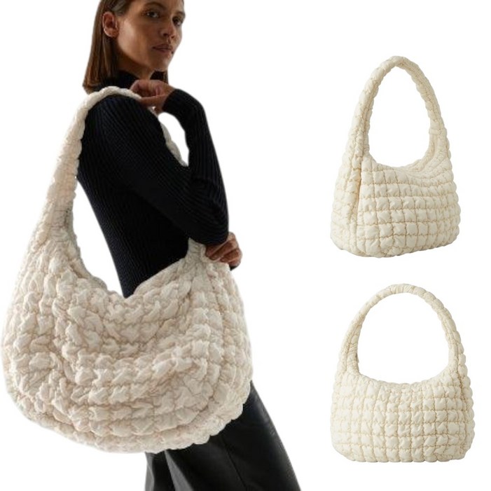 코스 구름백 오버사이즈 보부상 가방 퀄티드 숄더백 오프 화이트 COS