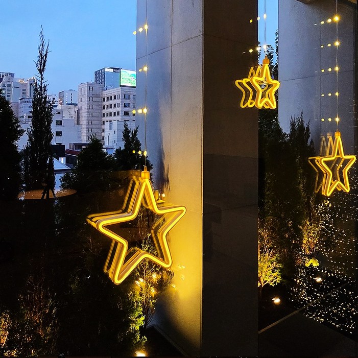 트리킹 24V 스타네온전구 창문 홈 카페 인테리어 전구, 4개, 웜색