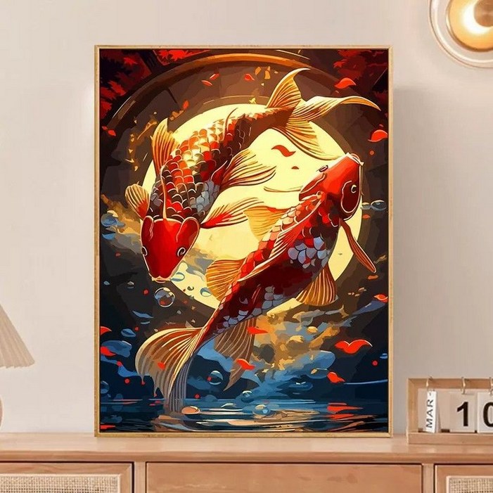 잉어가 용문을 뛰어넘다 행운제작소 수채화 30050010001200 조각 대형 직소퍼즐 물고기 구어도 잉어 재물 사업 성공 번영 시험 및 대학원 입시를 위한 선물키트 8종