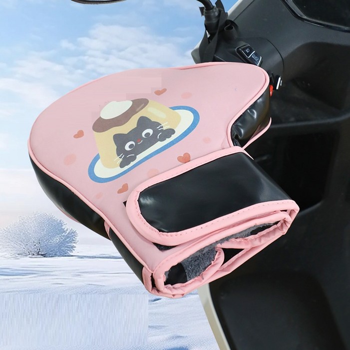 Korella 전기 오토바이 장갑 방한토시 겨울용 보온 안감 방풍 겨울 토시 전기 자전거 장갑 네오프렌 라버토시 두꺼운 면 핸들 커버 겨울장갑 남녀 공용 방한 레이버 손토시, 분홍색 한 쌍 오토바이 토시  손잡이 슬리브