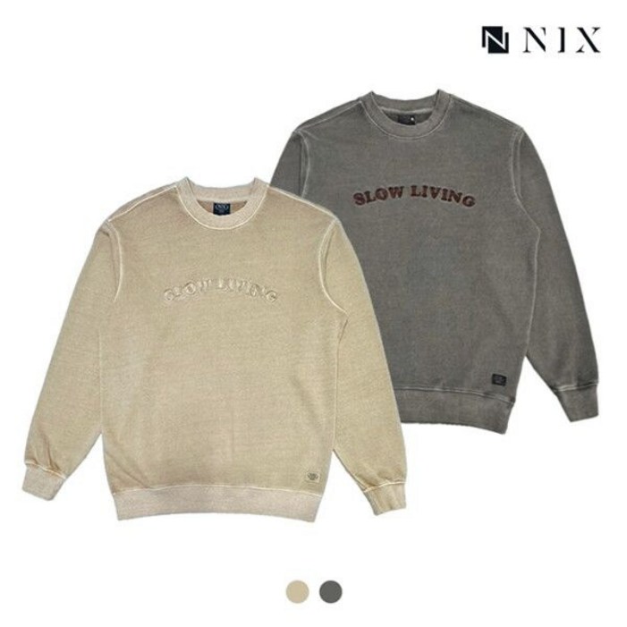 공식 닉스 NIX유니레터링자수 가먼트다잉 맨투맨FNRSCTM761P