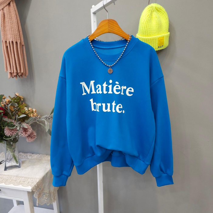 심플 마띠엘 반크롭 맨투맨 여자봄가을티 여성맨투맨긴팔티