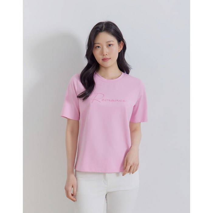 지센특26SS 면스판 볼륨자수 반팔 티셔츠  LCTSQ325