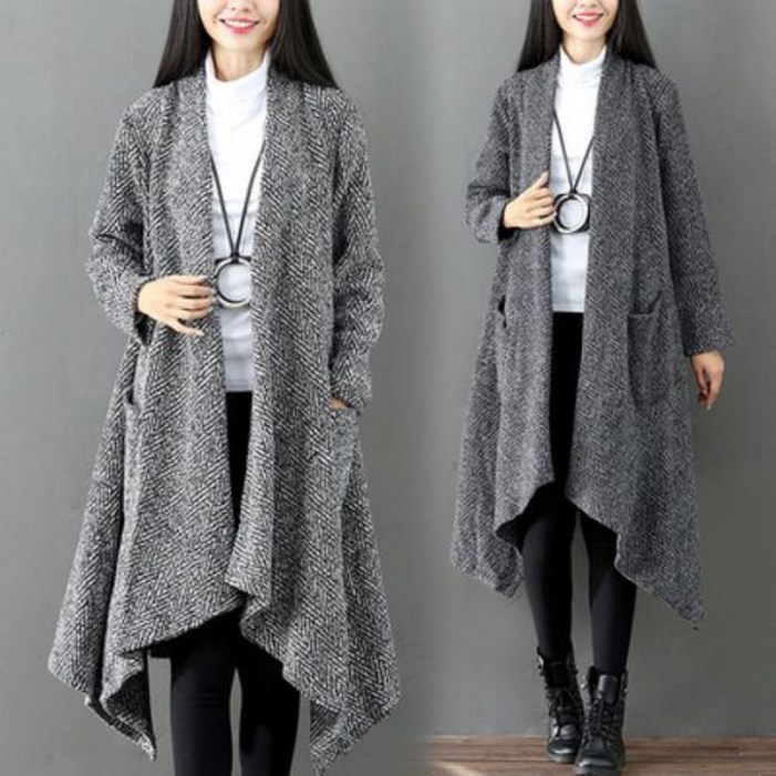 ZENCY 젠시 르타니 패턴언발 로브가디건