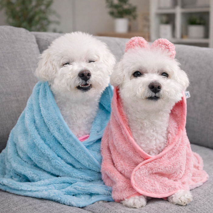 [가운 +  타올] 2종세트 엘린 반려동물 고중량 초극세사