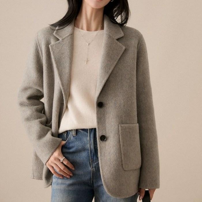 휠렉스 여성 봄 테일러드 싱글 자켓 하프기장 데일리 오피스룩 YD33