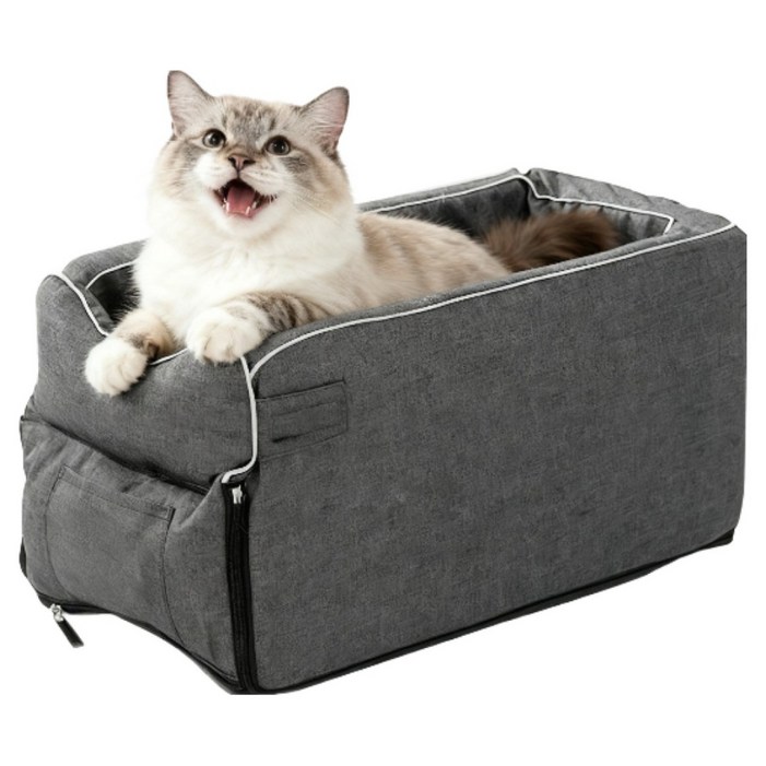 애견 자동차 앞좌석 카시트 강아지 집, 그레이, 1개