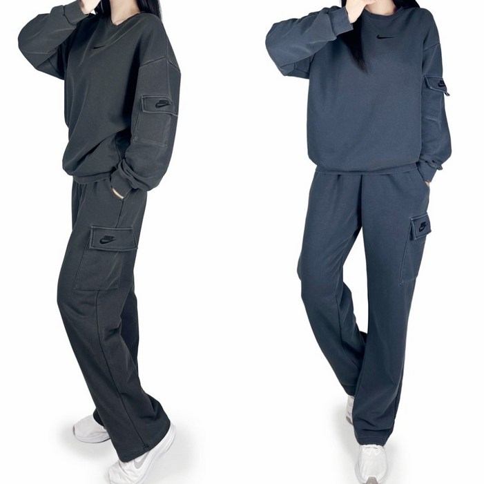 나이키 피그먼트 면 맨투맨 건빵바지 트레이닝 세트 남여공용 봄신상 단체 커플 AH