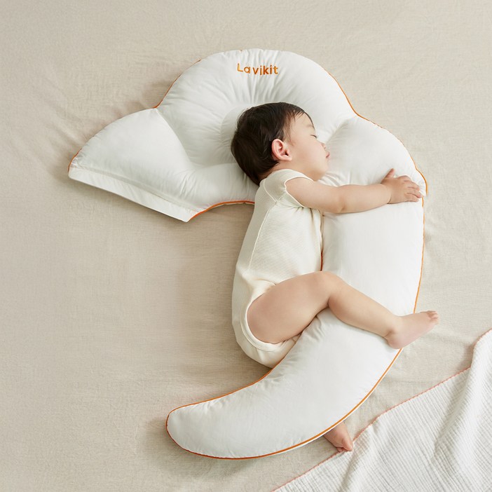 라비킷 유아용 라이너루프트 커들업 옆잠 바디필로우, 우측형 퓨어화이트
