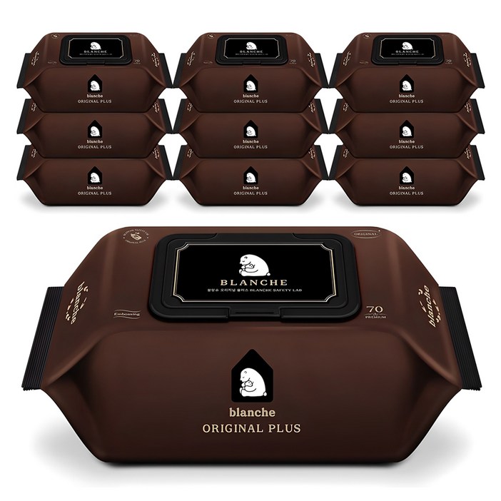 블랑슈 오리지널 플러스 아기물티슈 캡형, 75g, 70매, 10개