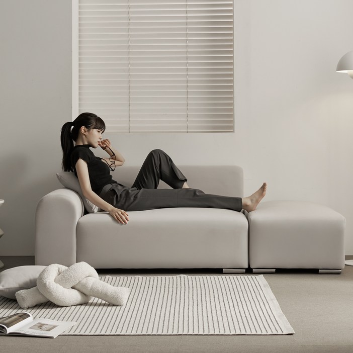 도모 벨리나 패브릭 2인용 쇼파 우형  스툴  쿠션 2p 세트 방문설치, 그레이