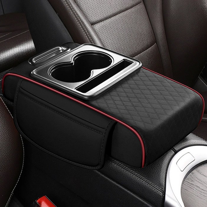 코히모 차량용 콘솔 팔걸이 쿠션 5W0066, 블랙 + 레드, 1개