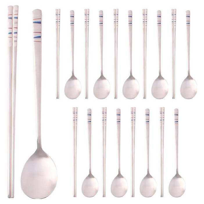 한일스텐레스 스텐 10인 수저세트, 리클링, 숟가락 10p  젓가락 10p, 1세트