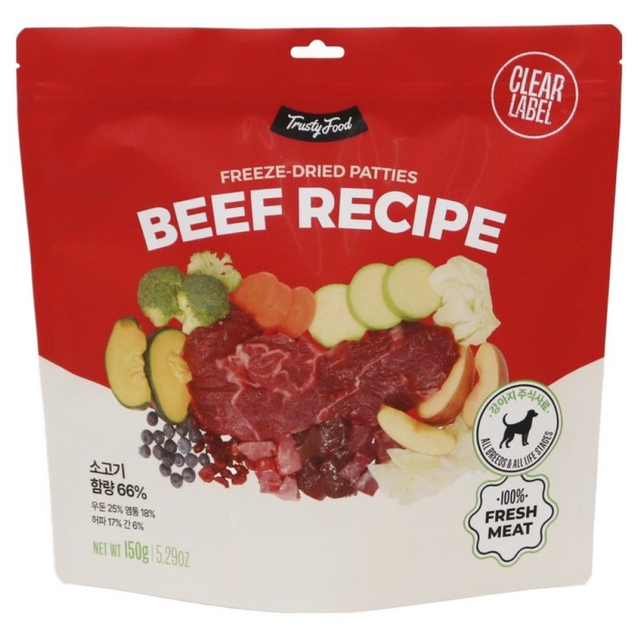트러스티푸드 전연령 강아지 패티 동결건조 사료, 150g, 1개, 소