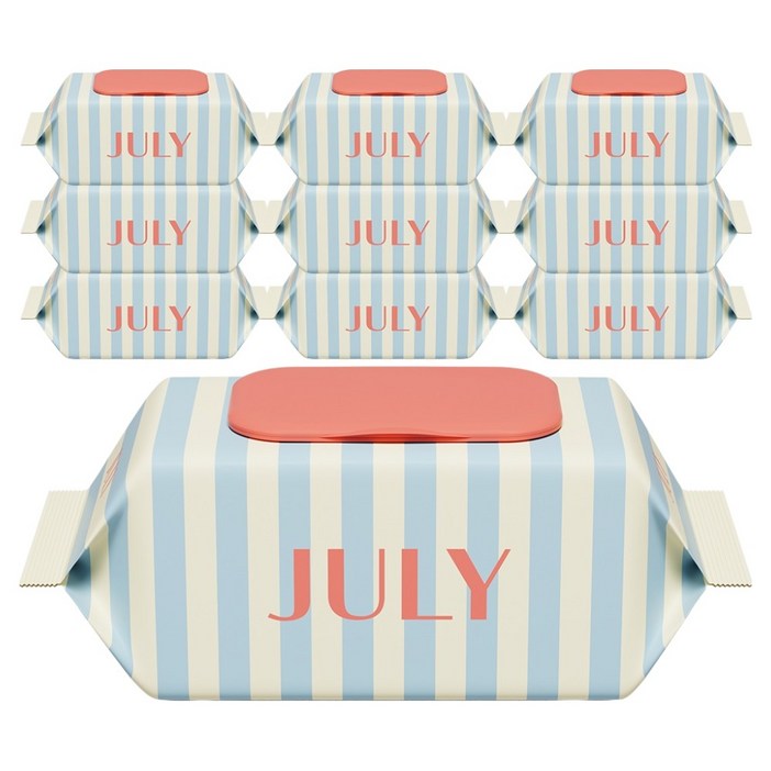 줄라이 유아용 클린브리즈 물티슈 캡형, 10세트, 100매, 55g