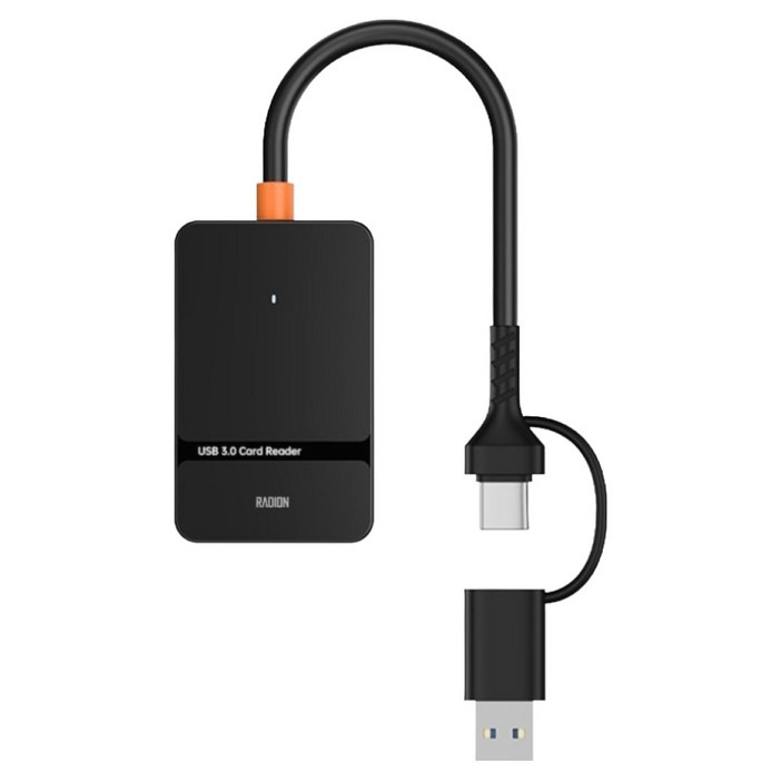 라디온 6in2 USB 3.0 Type-C USB-A SD TF 메모리스틱듀오 CF카드 멀티 카드리더기 허브, 블랙, 1개, RUH-420CA