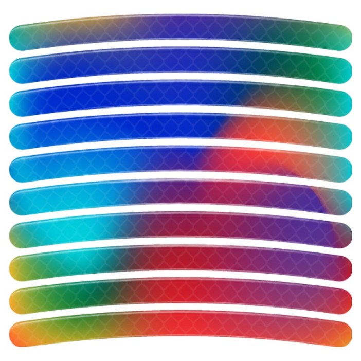 스코라 야간 시인성 휠 반사 스티커 오로라 레인보우 7mm x 9cm 40p