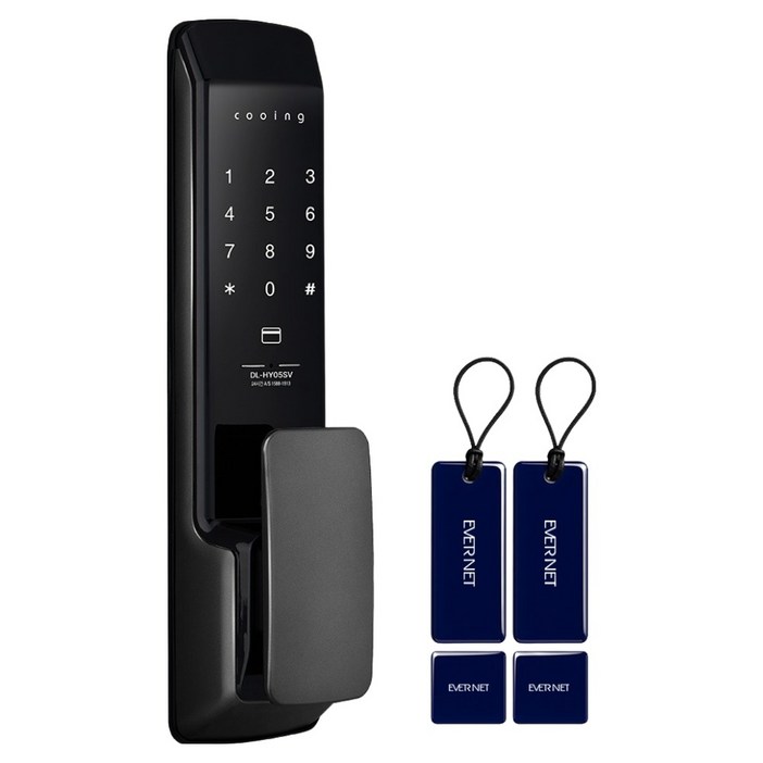 쿠잉전자 손잡이 있음 무타공 푸시풀 디지털도어락, DL-HY05SV, 방문설치