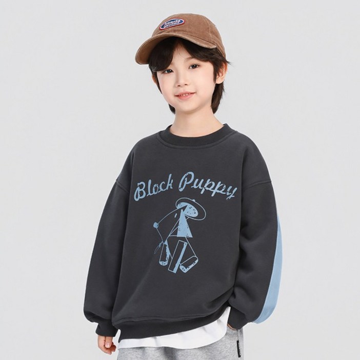 스타빈 아동용 블랙퍼피 라운드 맨투맨