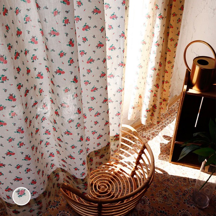 마리엔젤 빈티지 메리앤 플라워 포인트 가리개커튼