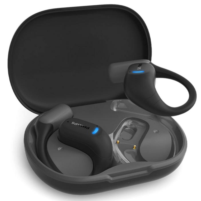 필립스 Hi-Fi ENC 노이즈캔슬링 무선 오픈 귀걸이형 블루투스 5.4 이어폰, TAA6709, 다크그레이