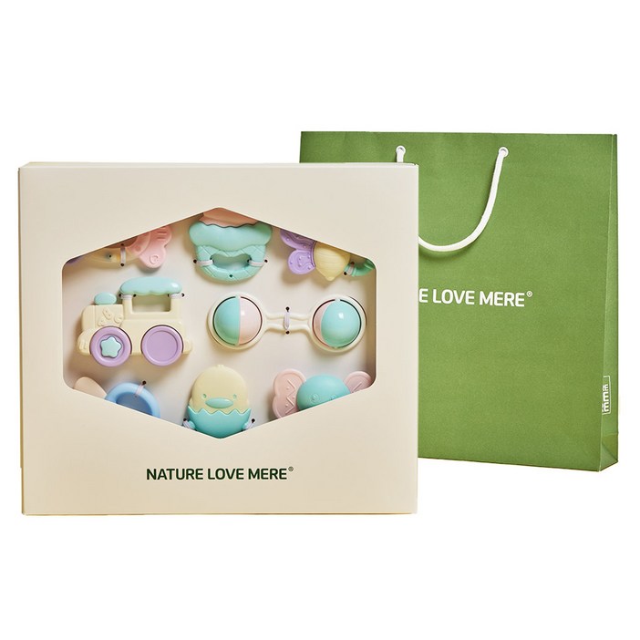 네이쳐러브메레 츄어블 딸랑이 치발기, 치발기 8종, 혼합색상, 1세트