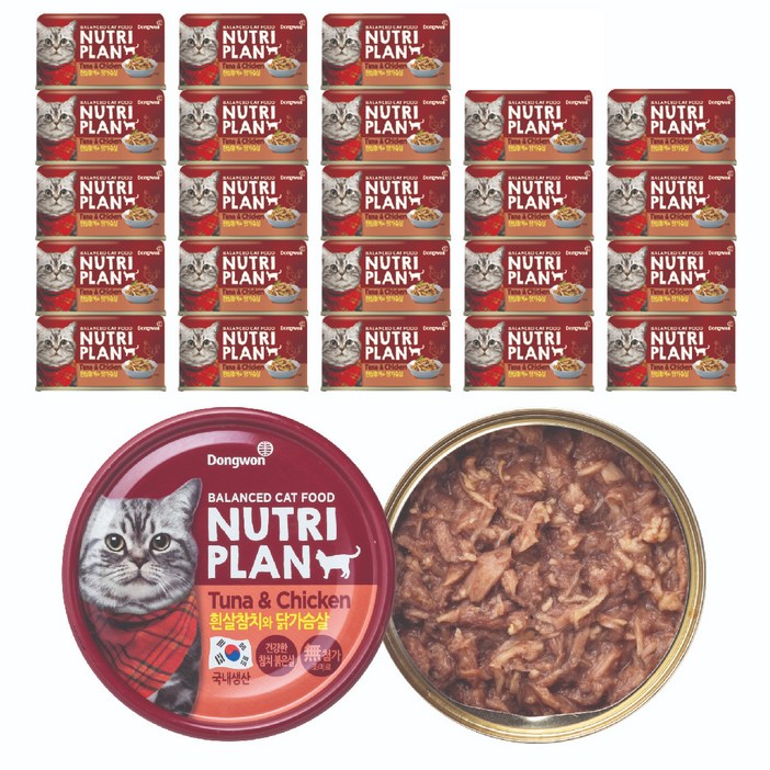 동원 뉴트리플랜 고양이 간식캔 160g, 흰살참치 닭가슴살 혼합맛, 24개입