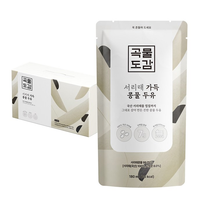 곡물도감 무가당 서리태 가득 콩물두유, 180ml, 15개