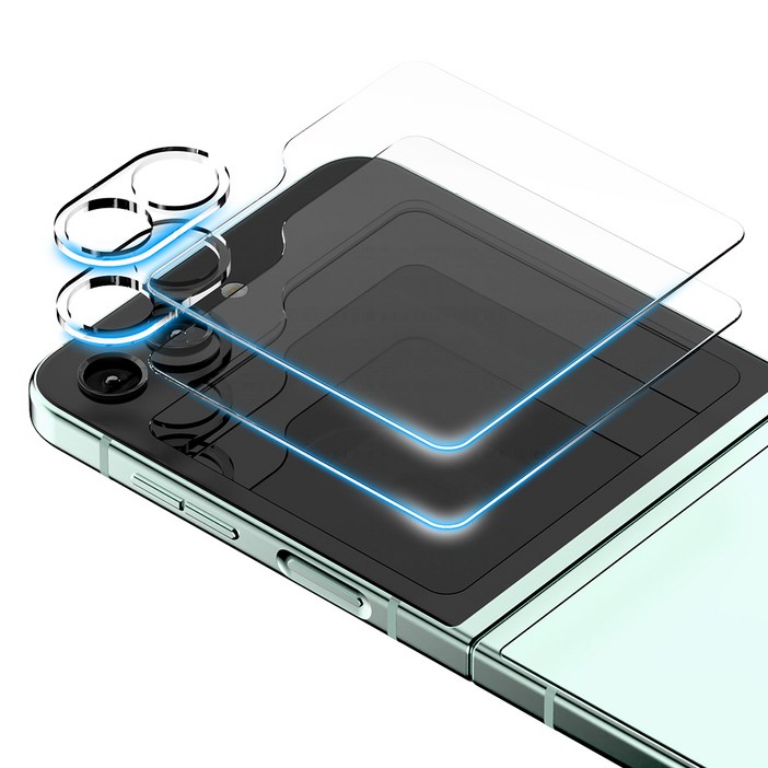 구스페리 빛번짐 방지 에어가드 풀커버 카메라 렌즈 + 후면보호 강화유리 휴대폰 액정보호필름 2매, 1세트