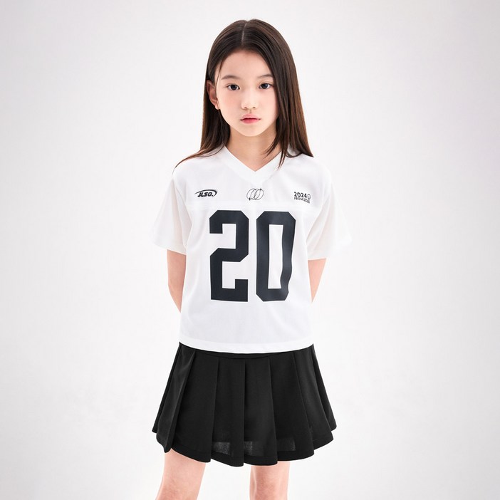 젤리스튜디오 여아용 세미 크랍 블럭코어 반팔 상하복 세트