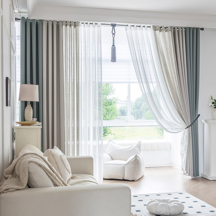 지나송 이안 아일렛 암막커튼  봉 세트