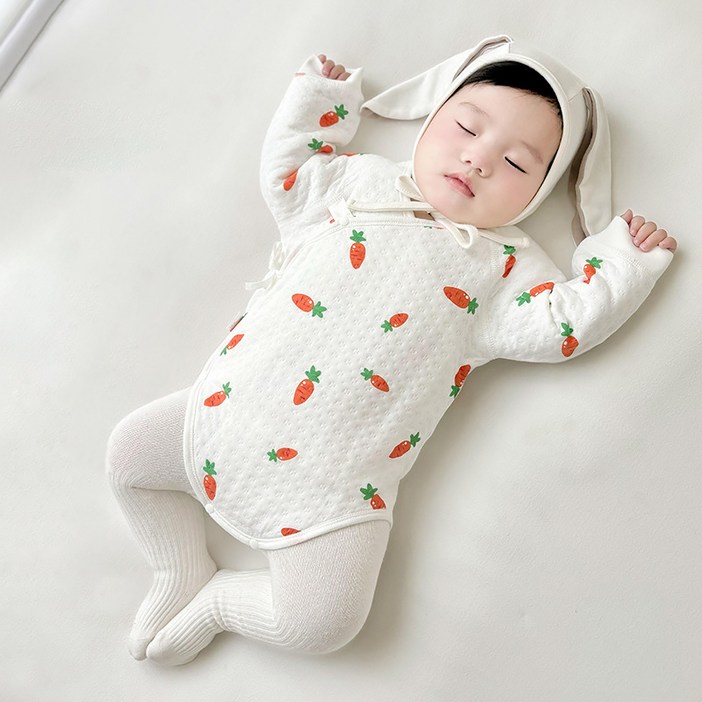 베베니즈 신생아용 귀염패턴 도톰 배냇바디수트