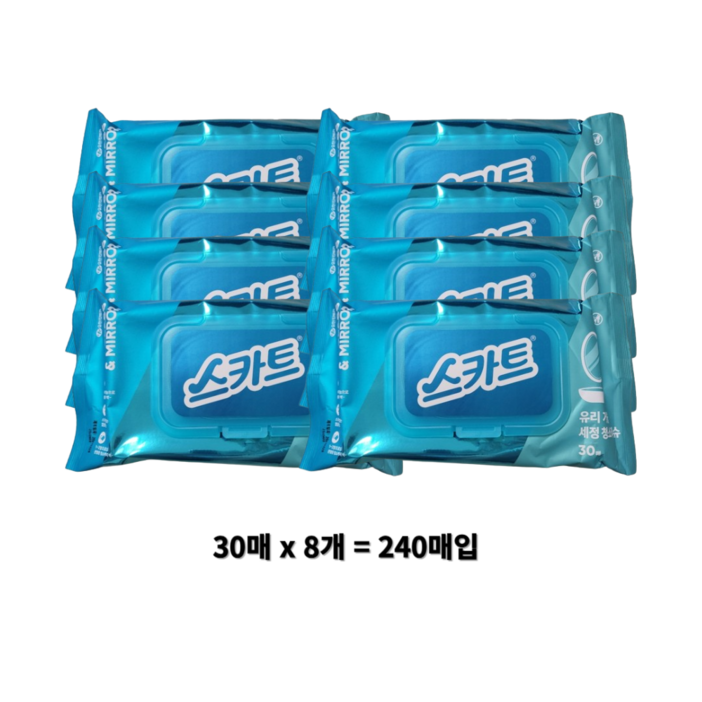 스카트 유리 거울 세정 청소티슈 30매, 4개