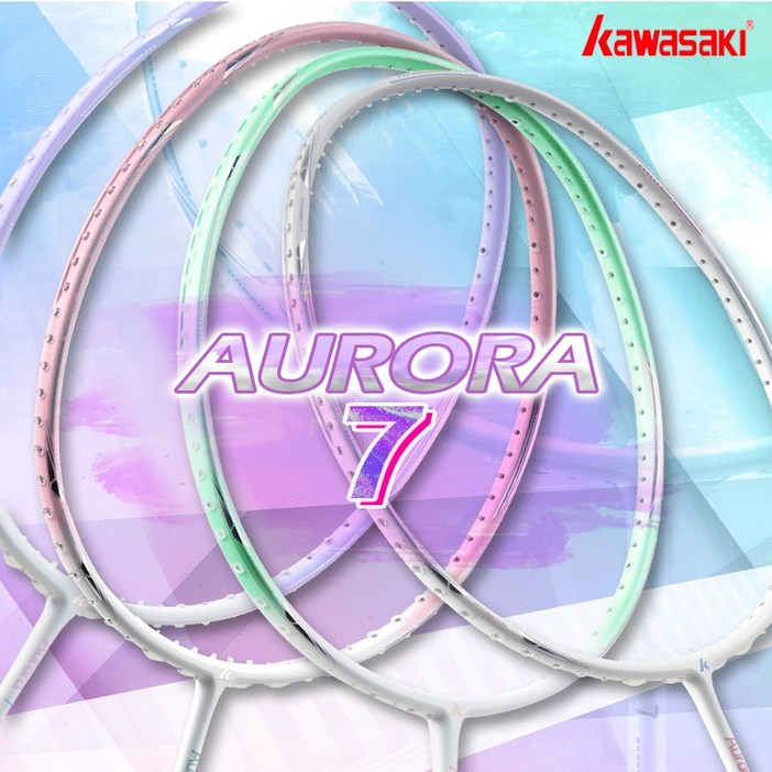 가와사키 배드민턴라켓 오로라7 가벼운 경량 5U 선수용 공격형 배드민턴채 스트링줄포함