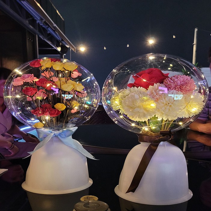 투명 꽃 풍선 만들기 생일 꽃다발 아크릴 풍선