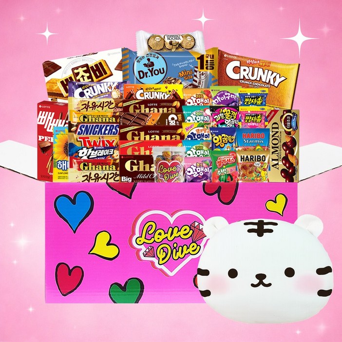 특별한 날을 위한 프리미엄 감동 선물세트 (초콜릿 사탕 젤리 빼빼로 츄파춥스 35종 + 포랑이 쿠션 인형) 수능 생일 기념일 발렌타인데이 화이트데이