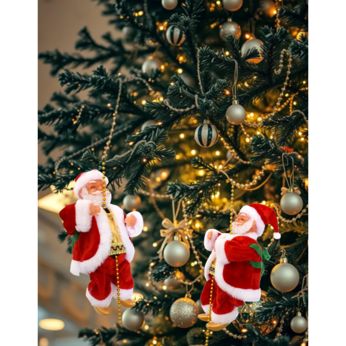 줄타는 산타인형 2025년 크리스마스 장식 인테리어 소품 건전지 3개 포함, 1개, 줄타는 산타