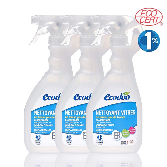 에코두 프랑스 유리 세정제 무향, 3개, 500ml