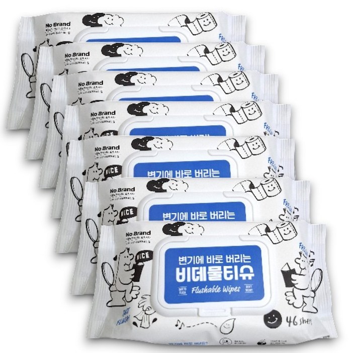 노브랜드 변기에 바로 버리는 비데 물티슈 NOBRAND FLUSHCABLE WIPES 46 SHEETS