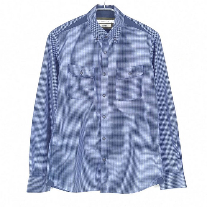 빈티지다온 지오송지오 남성 춘추 체크 슬림핏 긴팔셔츠 블루95
