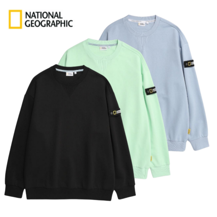 매장발송내셔널지오그래픽 공용 맨투맨 세미 오버핏 소매와펜 커플룩 일상 여행 캠핑 데일리