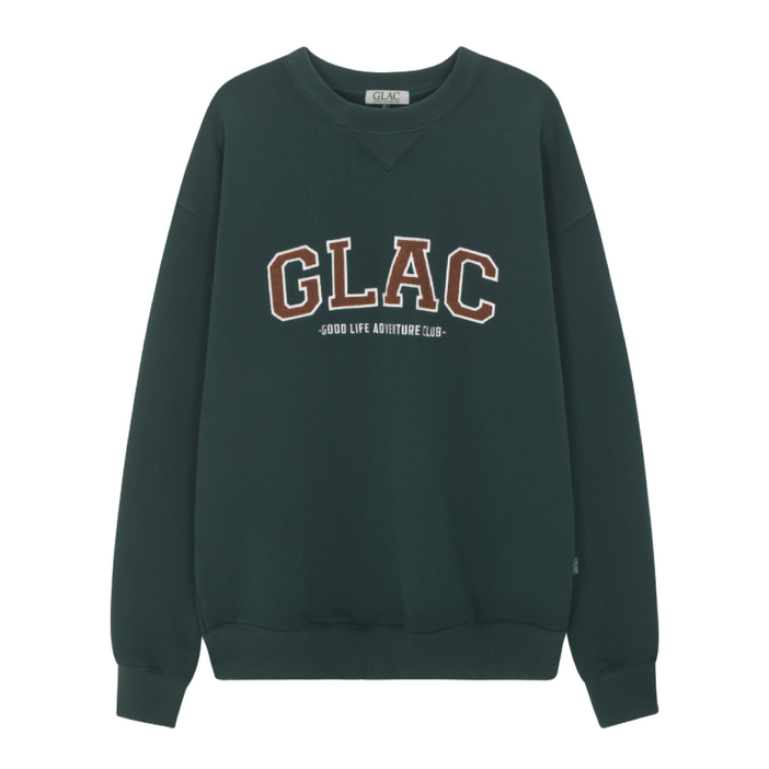 [GLAC 글락] 아플리케자수 오버핏 맨투맨 (딥그린)