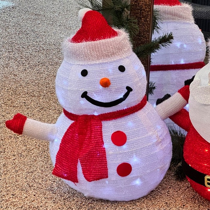 포토존 산타 눈사람 캐릭터 조형물 인형 크리스마스 인테리어 장식 60cm 입체 조명, 1개