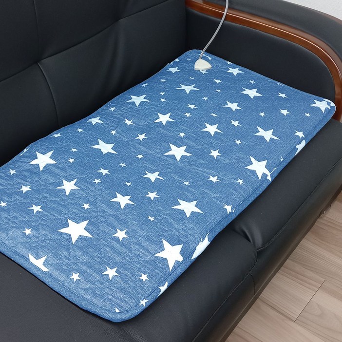콤마드림 따스한 전기방석 2인용 별무늬 블루 44x88cm