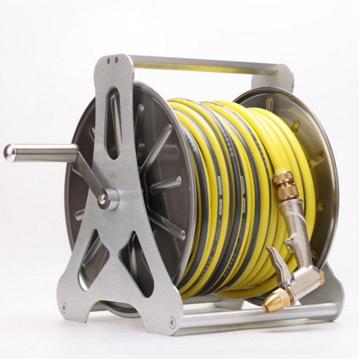 62m 최고급분사기 옐로우 릴호스 스테인레스 릴 호스 고압분사기 정원 호수 물