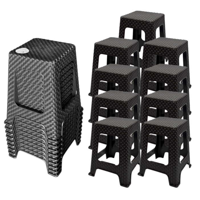 나코 플라스틱 라탄의자 테라스의자 야외용의자 회전의자 사각의자 카페의자 보조의자, 초코브라운, 9개